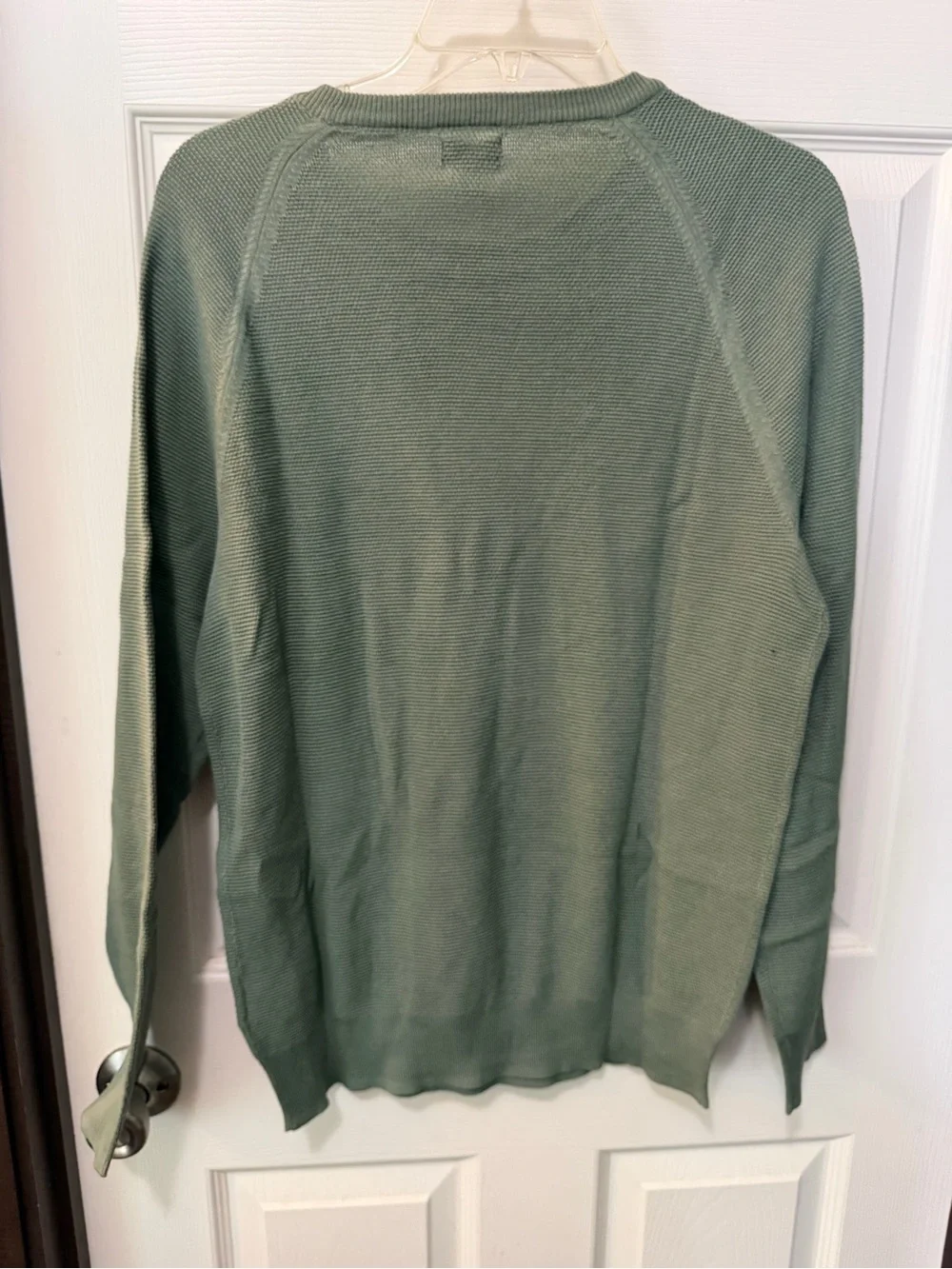 NWT J. Crew Men’s Crewneck Green Cotton Subtle Waffle Knit Sweater Sz M